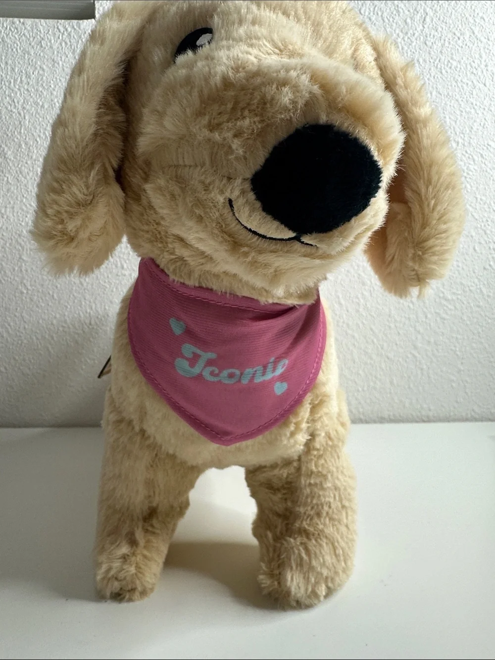 Paris Hilton Plush Dog with Pink Bandana - Cream Fur